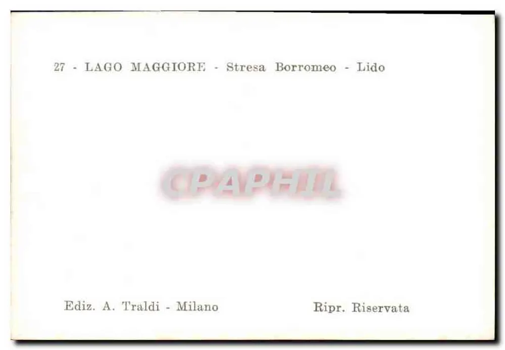 Borromeo - Lido — Lago Maggiore — Ed. A. Traldi, Milão - Verso