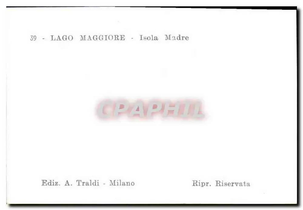 Isola Madre — Lago Maggiore — Edição A. Traldi, Milão - Verso