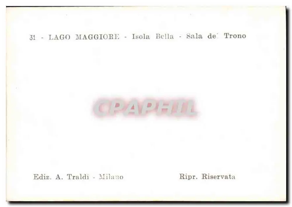 Isola Bella - Sala dei Troni — Editore A. Traldi, Milano - Verso