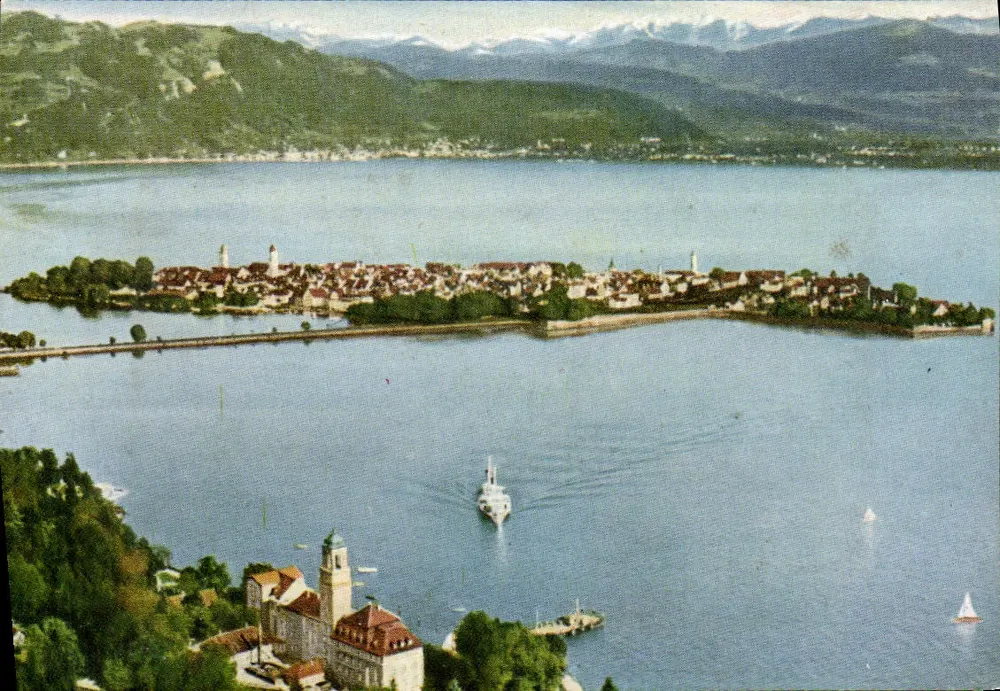 Lindau op het meer van Constance — eiland Lindau met bergen in de achtergrond — Bildverlag Franz Thorbecke, Lindau i B - Voorkant