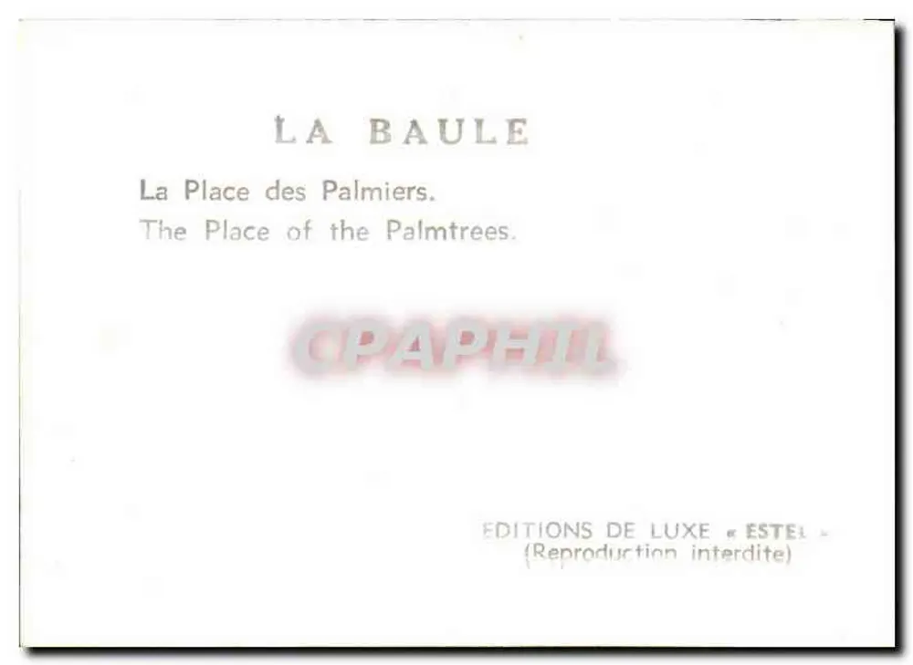 La Baule — A Praça dos Palmeiros — Edições de Luxo « Estel » - Verso