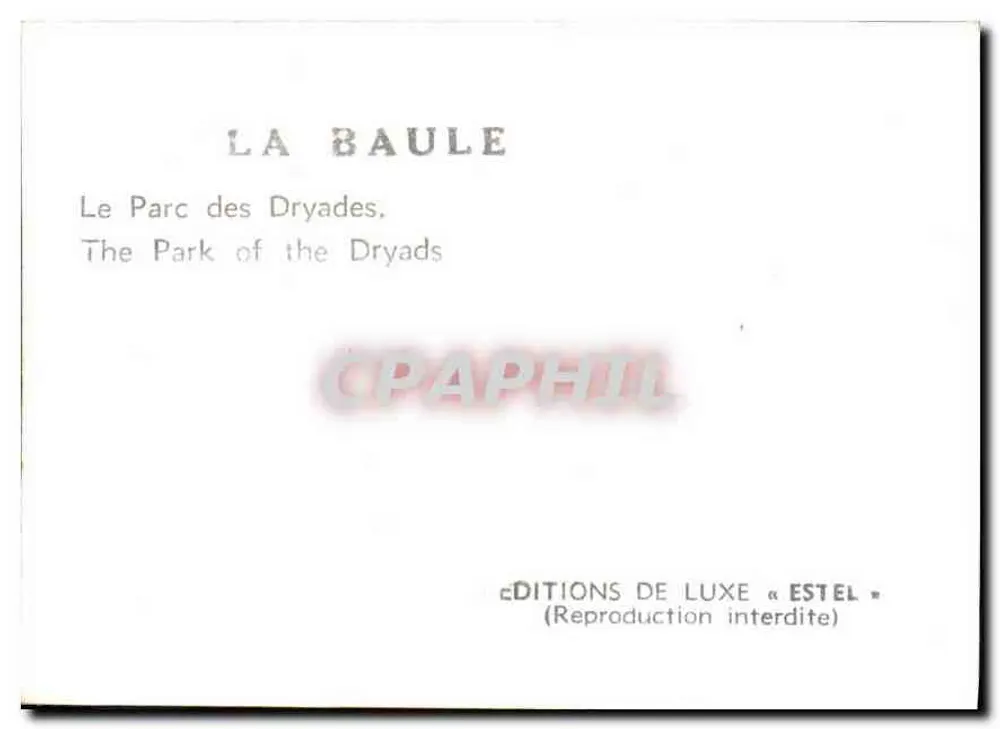 La Baule — O Parque das Dryades — Edições de Luxo « Estel » - Verso
