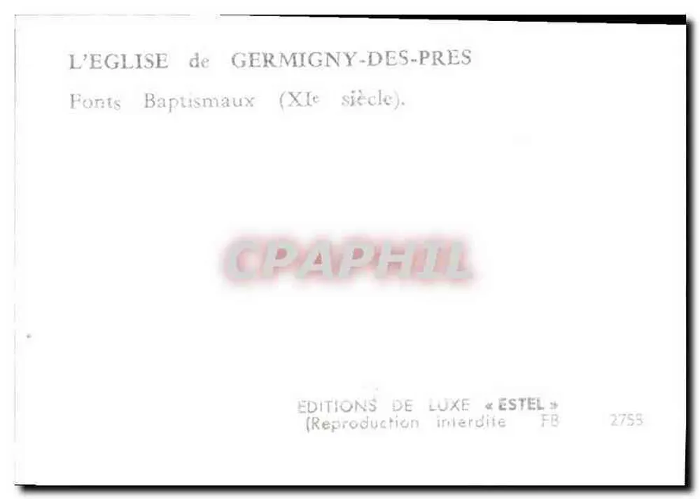 Fontaine baptismale — XIXe siècle — Éditions de Luxe « Estel » - Verso