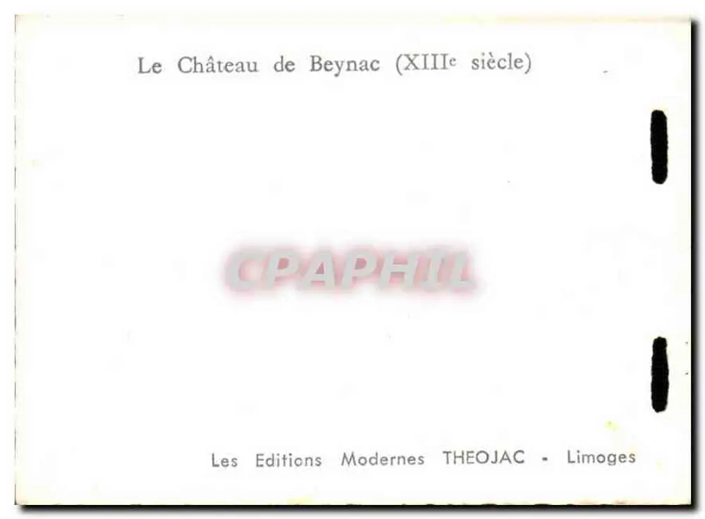 Zamek Beynac — XIII wiek — Les Éditions Modernes THEOJAC - Limoges - Rewers