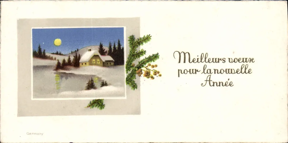 Paysage hivernal — maison enneigée sous la lune — Germany - Recto