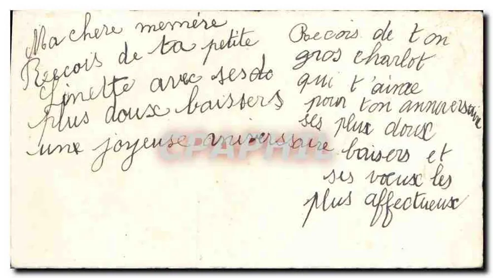 Arranjo de rosas — Aniversário — Carta postal antiga - Verso