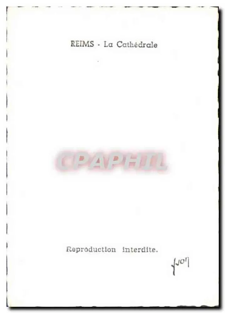 Reims — Katedra — widok fasady gotyckiej — zakaz reprodukcji - Rewers