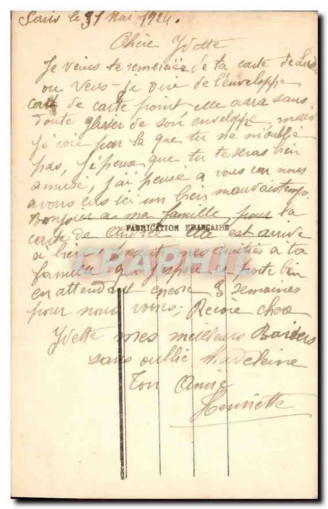 Retrato de uma mulher — editor PABRICATION FRANÇAISE, n° 2799 - Verso