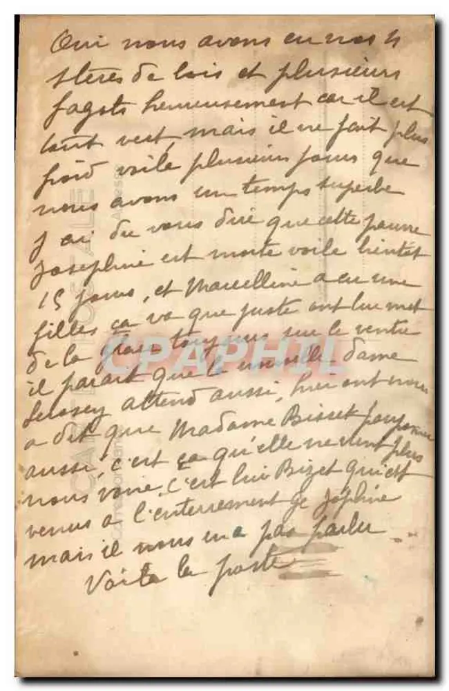 Menina pequena — ao ar livre — cartão postal antigo - Verso