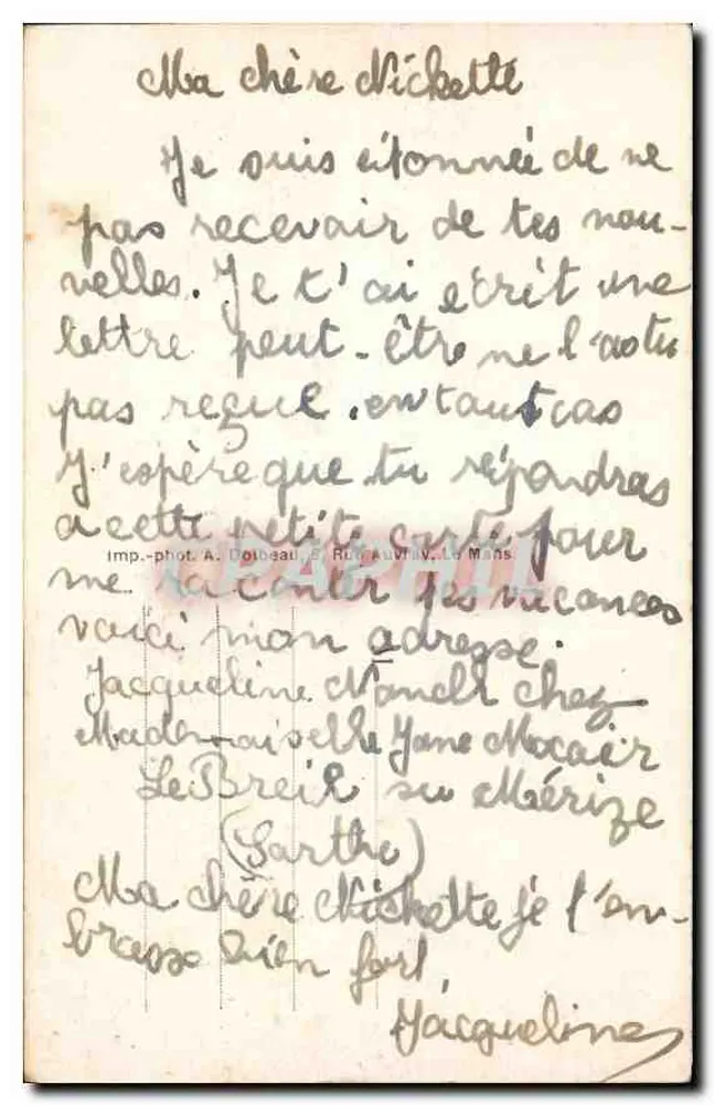 Le Breil-sur-Mérize (Sarthe) — Le Tennis — Imp. Phot. A. Doibeauc, Le Mans - Verso