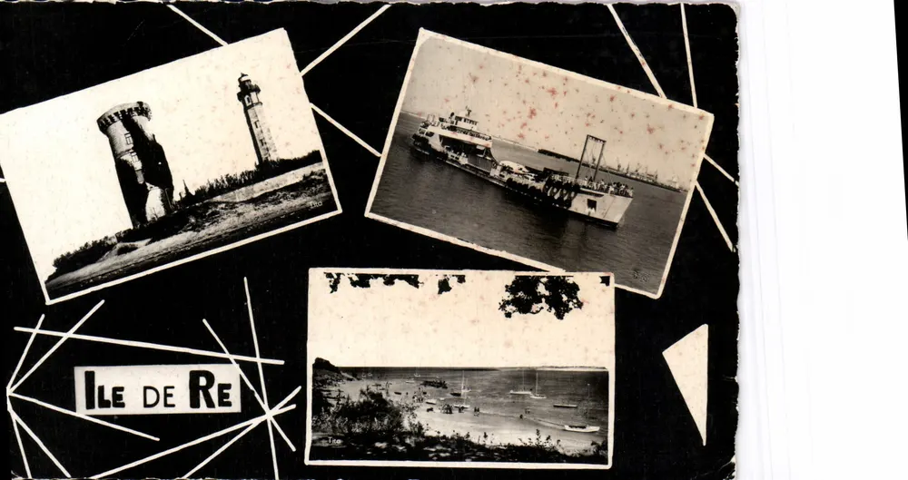 Ile de Ré — Phare des Baleines, bateau et plage — M. Berlau, Bordeaux - Recto