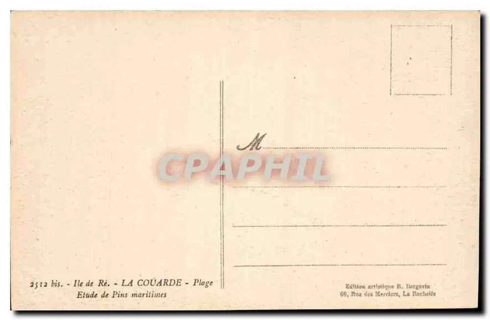 Ile de Ré - La Couarde - Plage - Étude de Pins maritimes — Édition artistique B. Bergerin - Verso