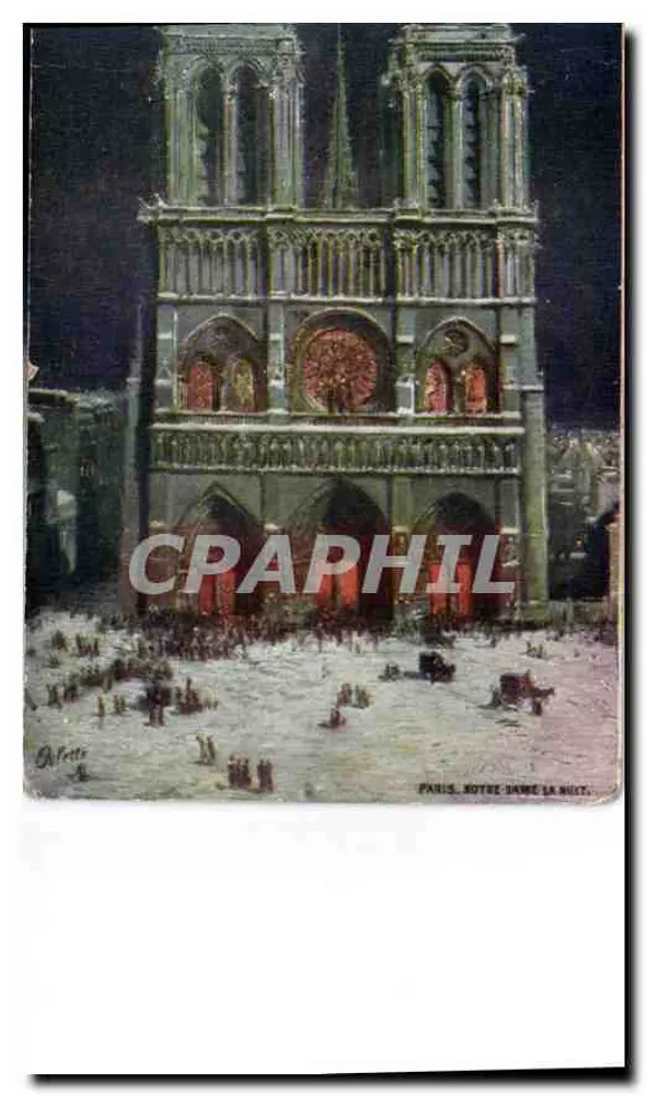Paris. Notre-Dame à noite — Editor G. Gallette, n°34 - Frente