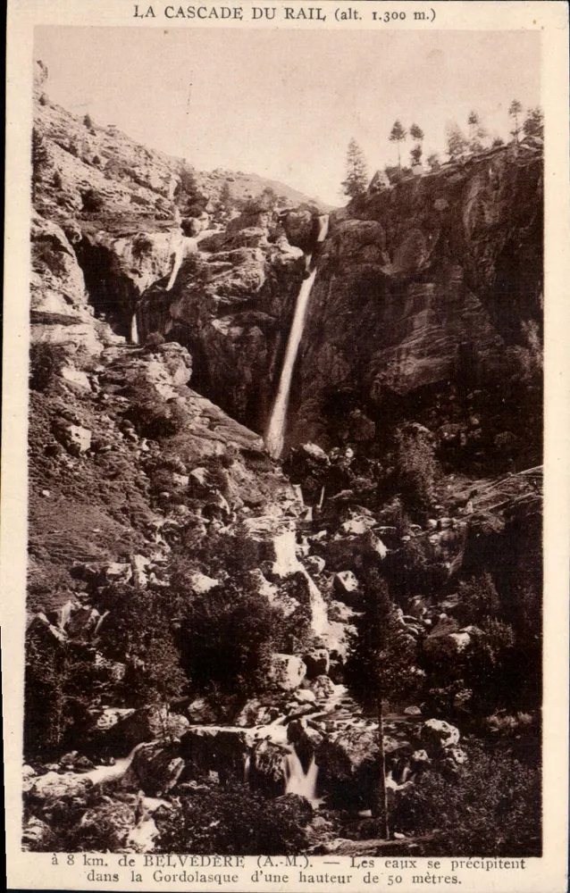 Der Rail-Wasserfall — 8 km von Belvedère (A.M.) — Verlag nicht sichtbar - Vorderseite