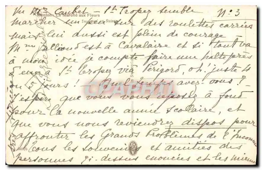 Jardim florido em Menton — obra de Gioan-Duret — Imp. Le Marché aux Fleurs, N°3 - Verso