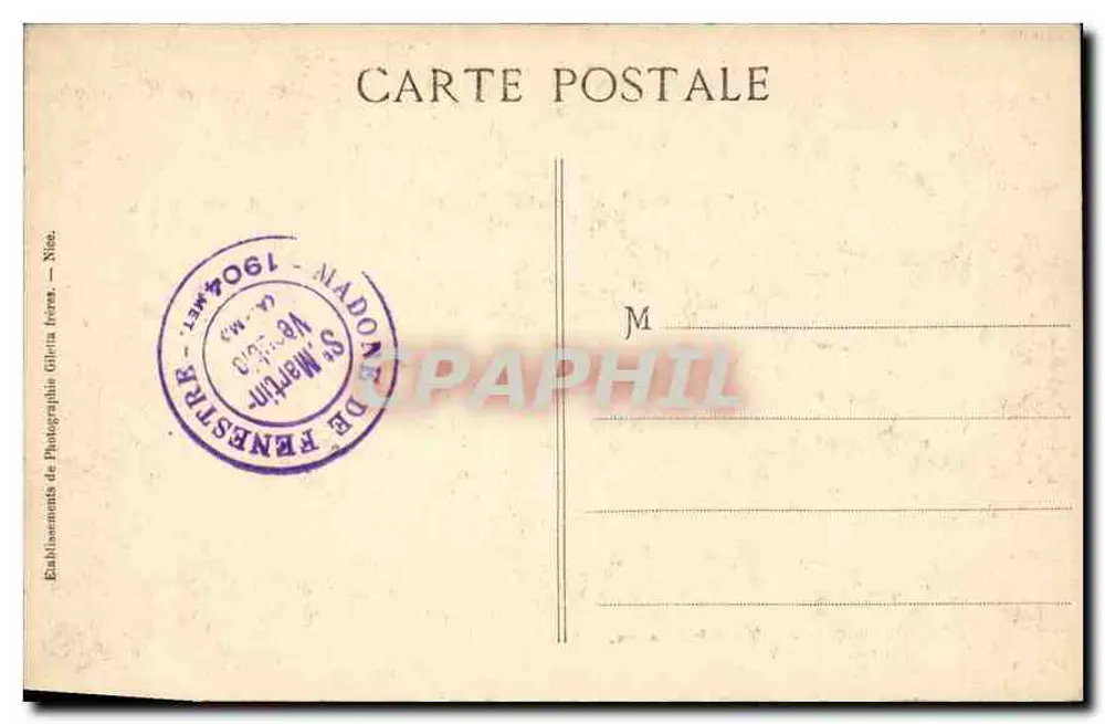 Lac de la Madone — Vallée de Fenestre (Vésuble) — Éditeur Cl. V. de Cessole - Verso