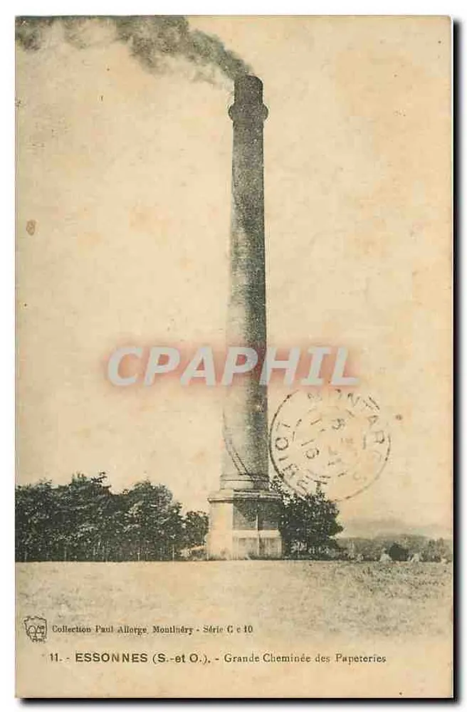 Essonne (S.-et O.) — Grande Cheminée des Papeteries — Collezione Paul Allorge Montlhéry, Serie C e 10 - Recto