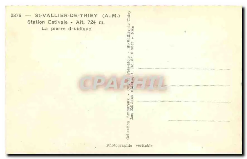 St-Vallier-de-Thiey — Die Druidensteine — Éditions Amateurs, Nice - Rückseite