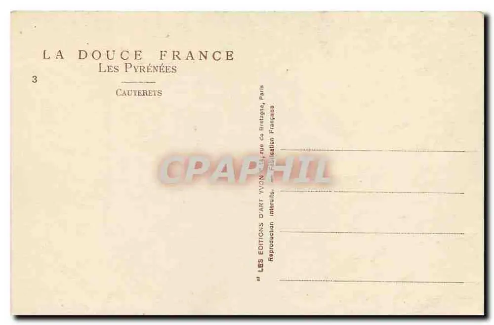Les Pyrénées — Cauterets — Éditions d'Art Yvon, Paris - Verso