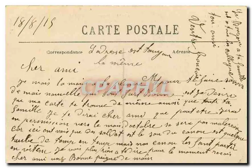 Arras — Glockenturm (Kleine Place, rechte Seite) nach dem Bombenangriff — Die Invasion der modernen Barbaren 1914 — Verlag Hamblone - Rückseite