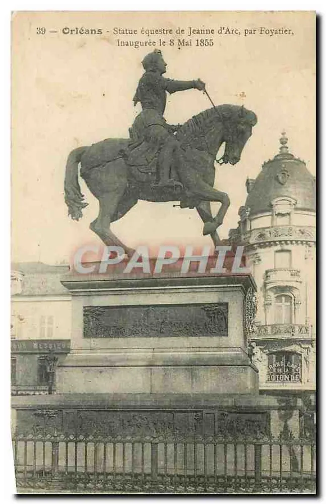 Orléans — Estátua equestre de Joana d'Arc, por Foyatier, inaugurada em 8 de Maio de 1855 — editor Grand Otonde, n°39 - Frente