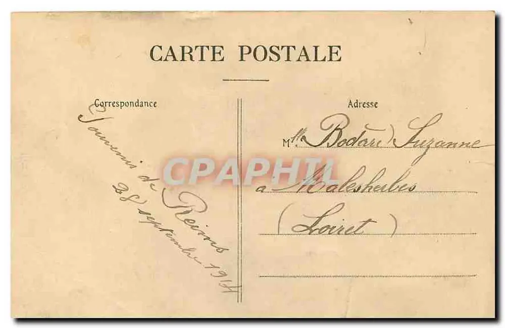 Reims — La Cathédrale — éditeur impr. sur la carte n°101 - Verso