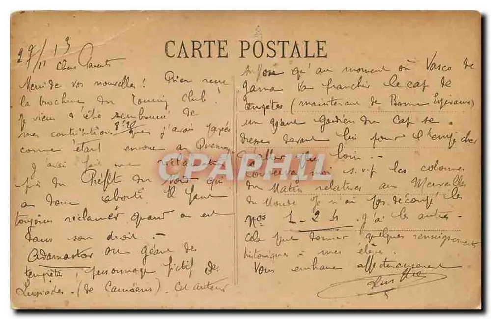 Menton — Através dos Oliveiras — Editor Plat-Bossavonne, Paris - Verso