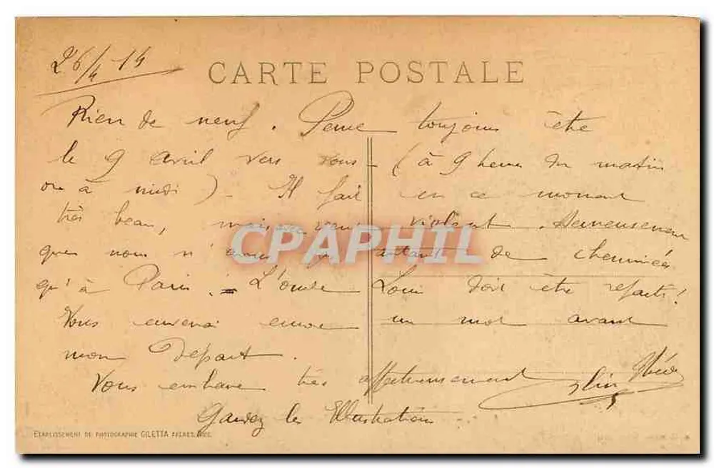 Menton — A Praia, Ondas — Edição Giletta, fot. Nies, n° 929 - Verso