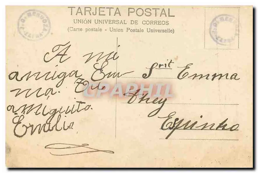 Criança em traje branco — estúdio fotográfico — Union Universal de Correos - Verso