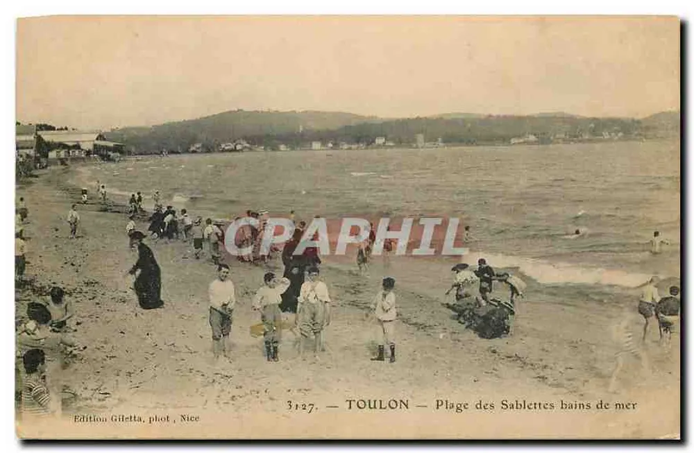 Toulon — Praia das Sablettes — banhos de mar — Edição Gifletta, fot. Nice, n° 3127 - Frente