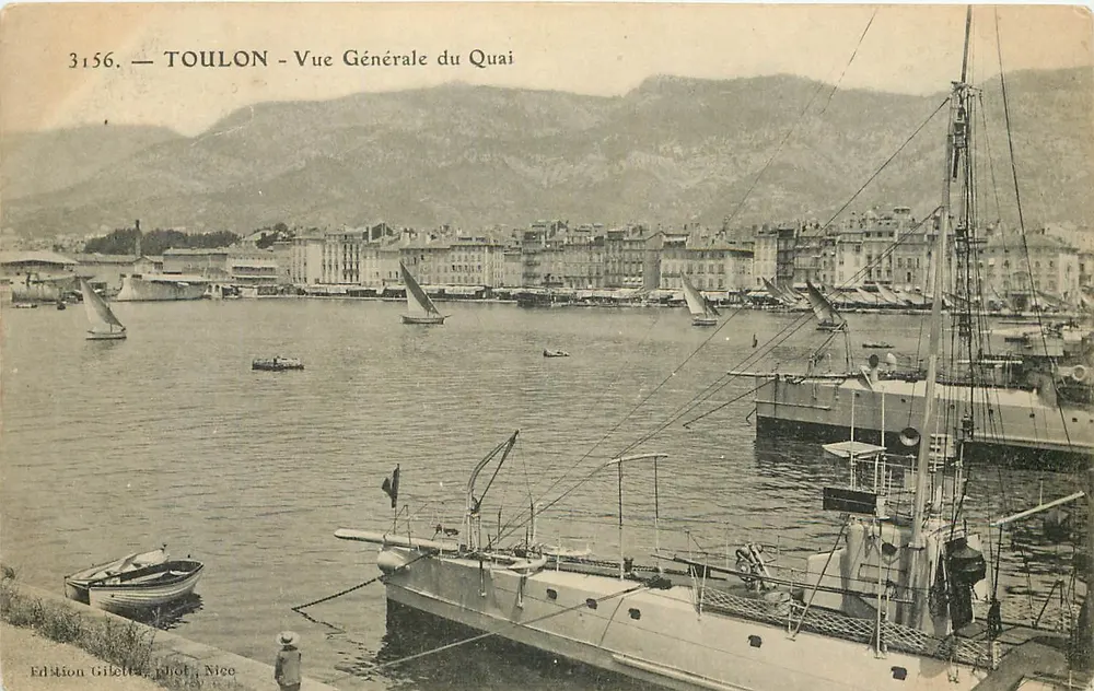 Toulon — Vue Générale du Quai — Édition Gillet, Nice, n° 3156 - Recto