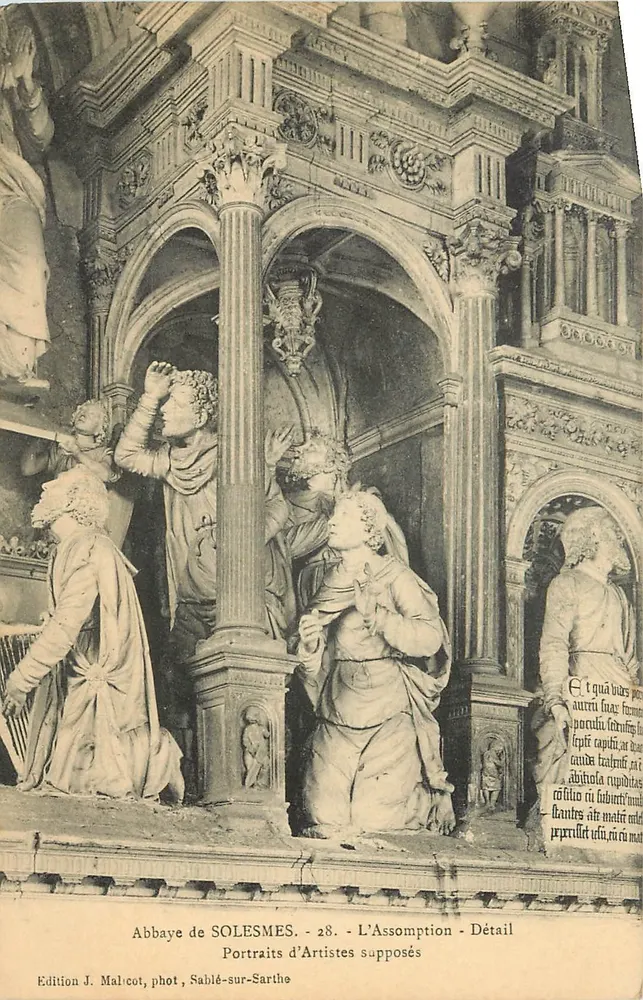 Abtei SOLESMES - Die Auferstehung - Detail - Porträts vermuteter Künstler - Edition J. Malcot, fot. Sablé-sur-Sarthe - Vorderseite
