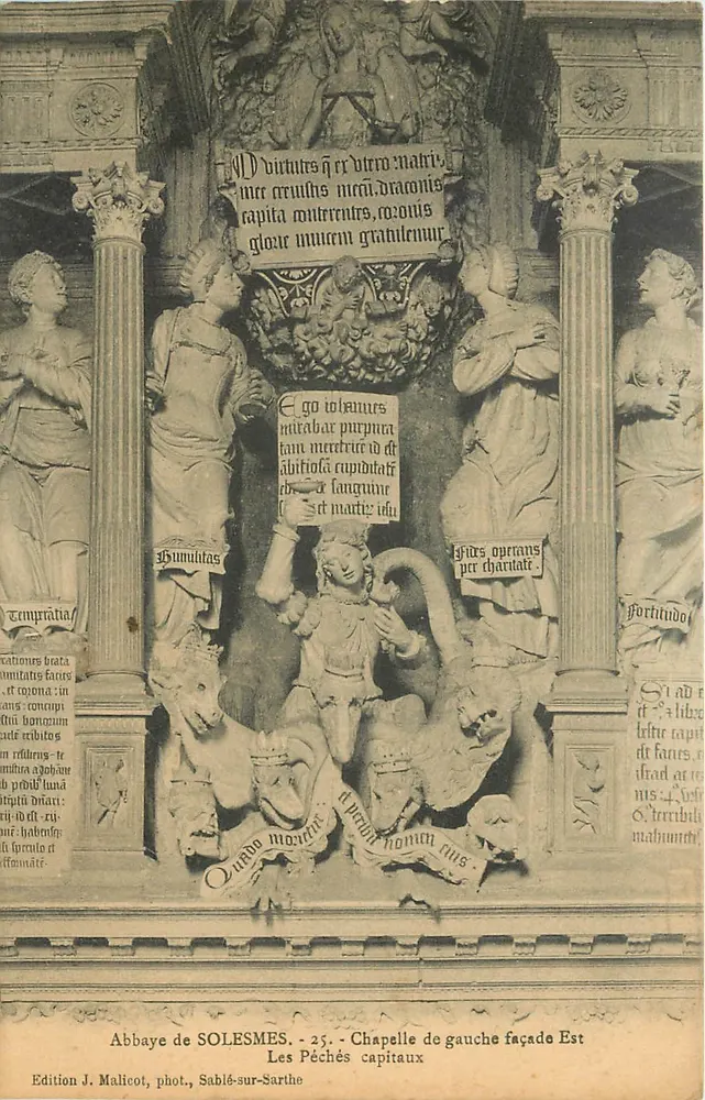 Abtei SOLESMES - Linkes Kapitel Ostfassade - Die sieben Todsünden - Vorderseite