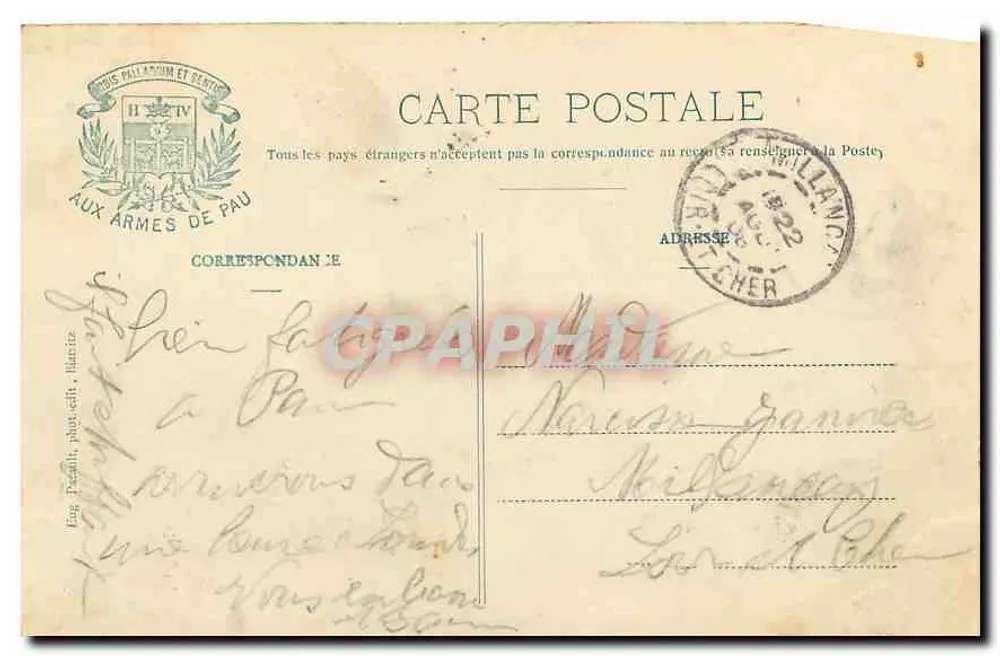 Pau — Le Château Henri IV — Entrée principale — Éditeur non identifié, n° de série non visible - Verso