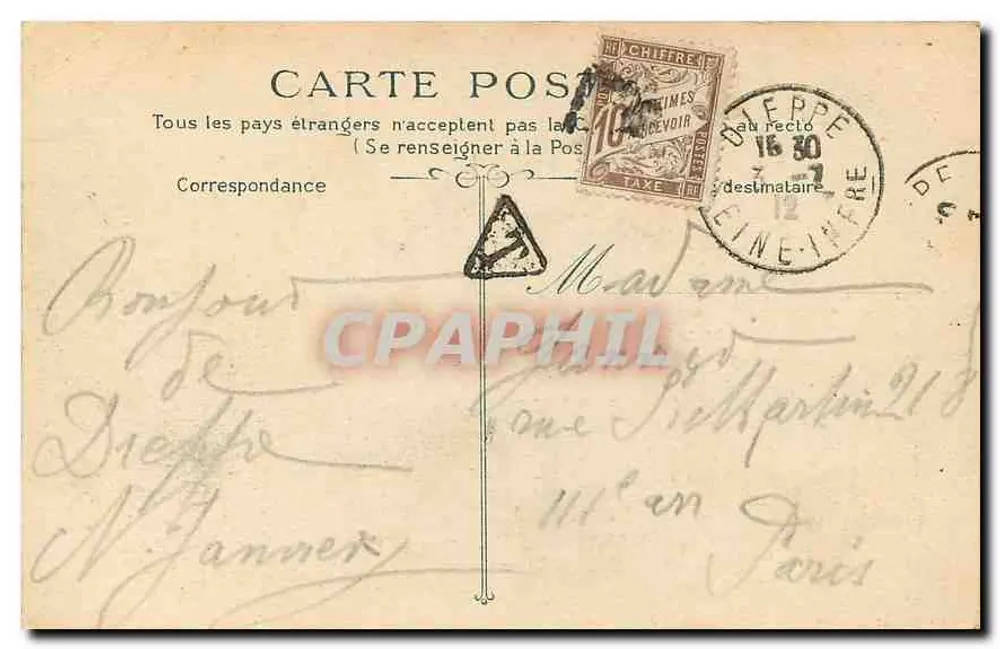 Dieppe — Boulevard Marítimo — G. M. 1334, editor W. Hirstford - Verso