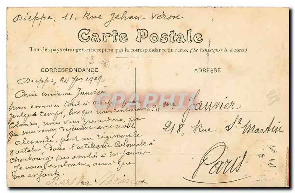 Dieppe - Um canto do Castelo — G. Hauchard, n° 804 - Verso