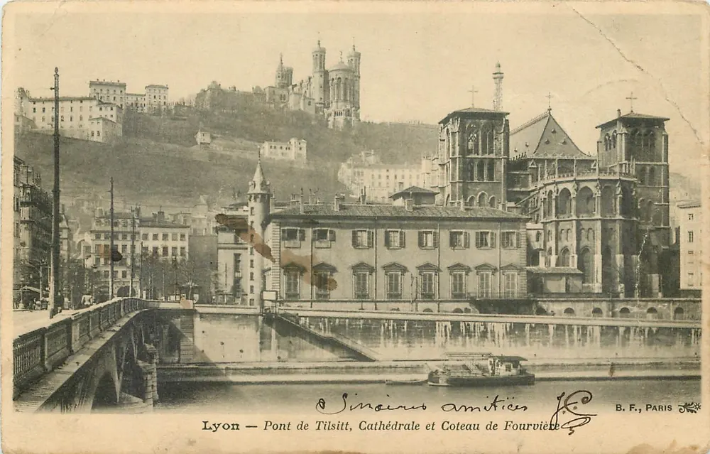 Lyon — Ponte de Tilsitt, Catedral e Colina de Fourvière — B.F., Paris - Frente