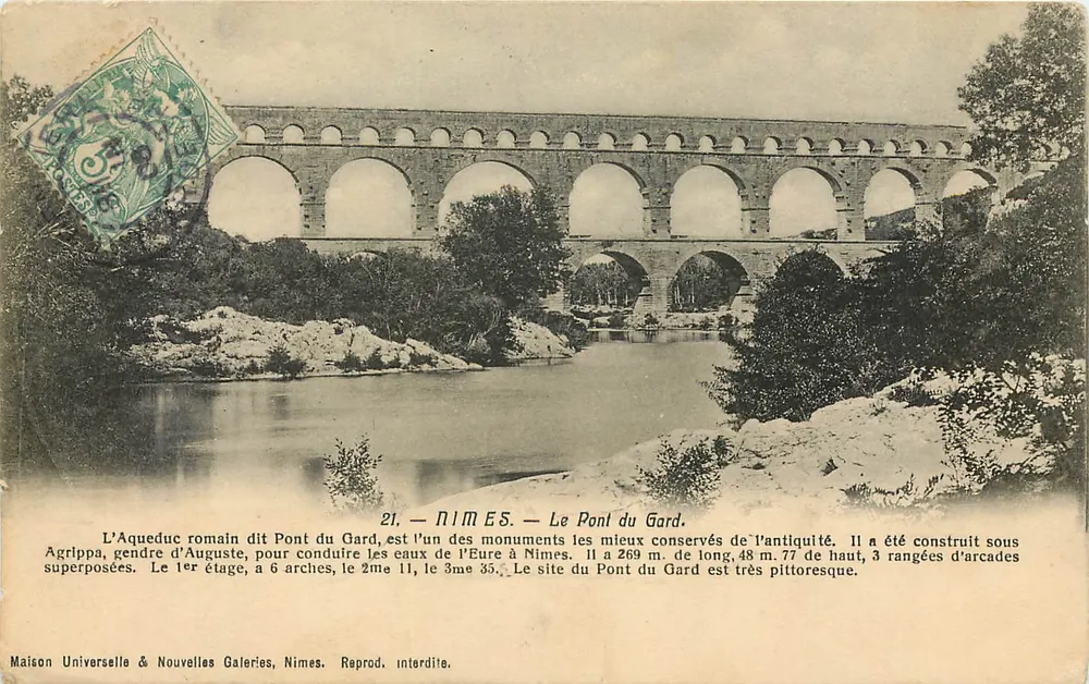 Ponte do Gard — Aqueduto romano — Maison Universelle & Nouvelles Galeries, Nîmes, n°21 - Frente