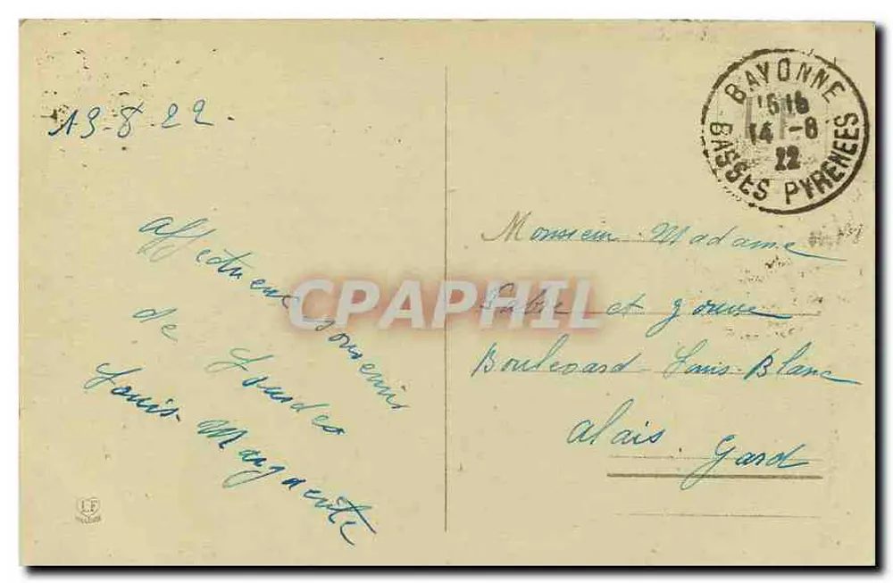A Basílica e a margem do Gave - Lourdes - Les Hautes-Pyrénées — Fototipo Labruche Frères Toulouse, n° 827 - Verso