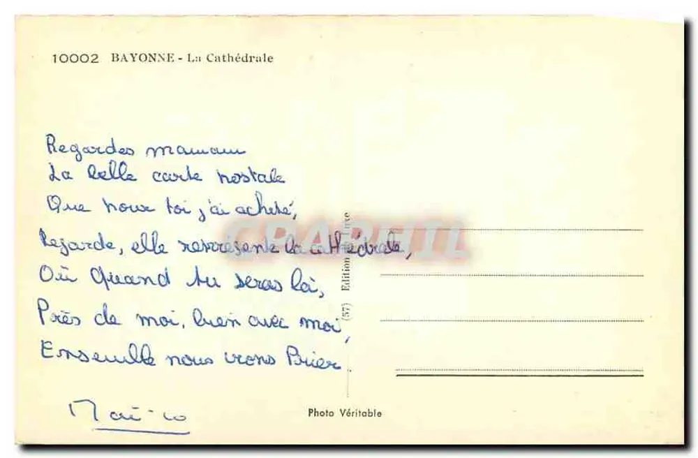 Bayonne - De Kathedraal — Editeur Véritable n°10002 - Achterkant