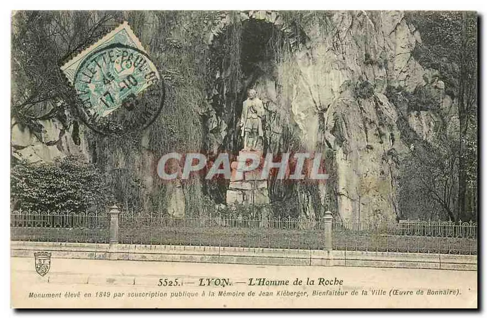 लियोन — रॉक के आदमी — 1849 में जीन क्लेबर्गर के स्मारक के लिए बनाया गया (बोन्नेयर के कार्य) - आगे