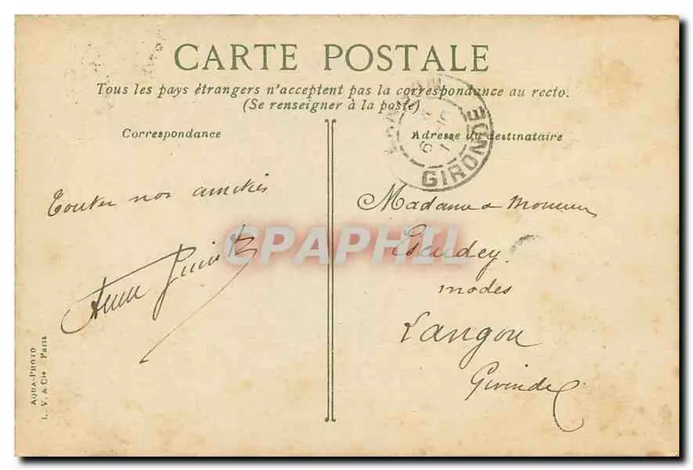 Square Cluny — Paris — editor L.V. & Cie - Verso