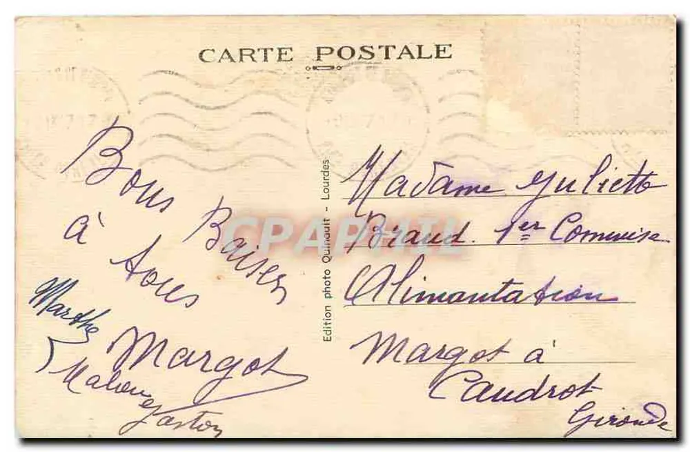 Bagnères-de-Bigorre — Les Coursous — Edição fotográfica Quinault, n°555 - Verso