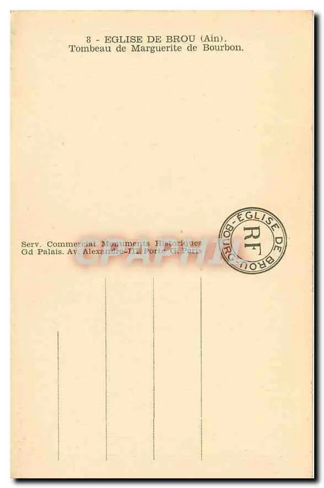 Tombeau de Marguerite de Bourbon — Église de Brou (Ain) — Service Commercial Monuments Historiques - Verso