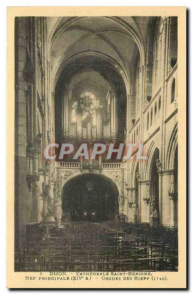 Dijon - Kathedrale Saint-Bénigne. Hauptnave (14. Jh.) - Orgeln der Riepp (1740) - Vorderseite