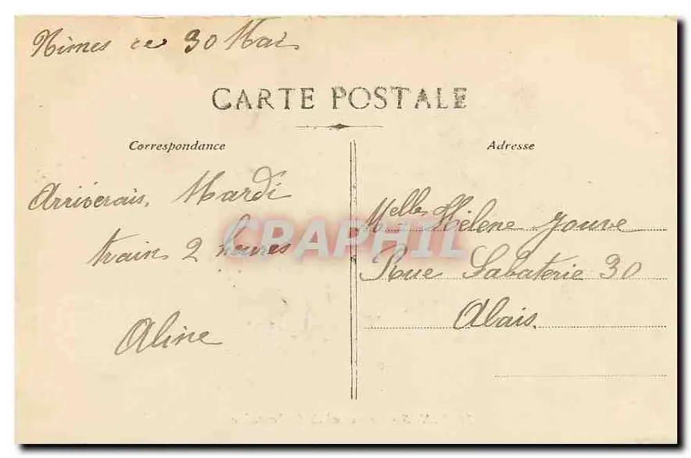 Nîmes - Le Canal de la Fontaine — éditeur non visible, n° de série 74 - Verso