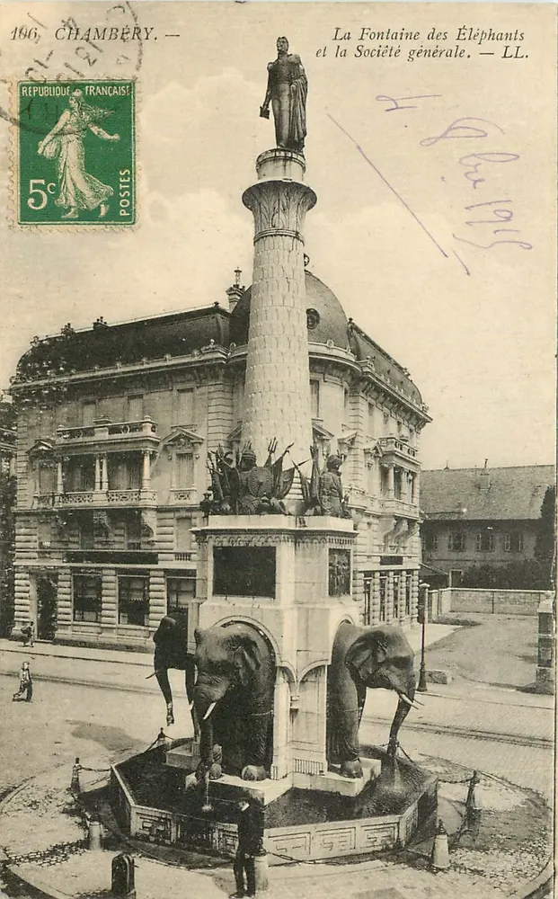 Chambéry — Fontaine des Éléphants und die Société Générale — LL. - Vorderseite