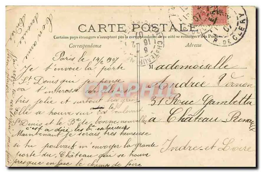Paris – A Porta Saint-Denis — C.M. n°9 - Verso