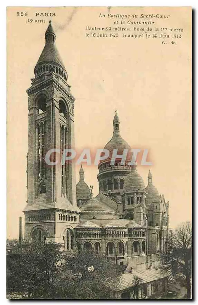 Die Basilika des Heiligen Herzens und der Glockenturm — Paris (18. Arrondissement) — Nr. 256 - Vorderseite