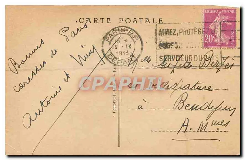 Paris - O Trocadéro — vista do edifício e da fonte — Fototipia L'Annonciade, n°24 - Verso